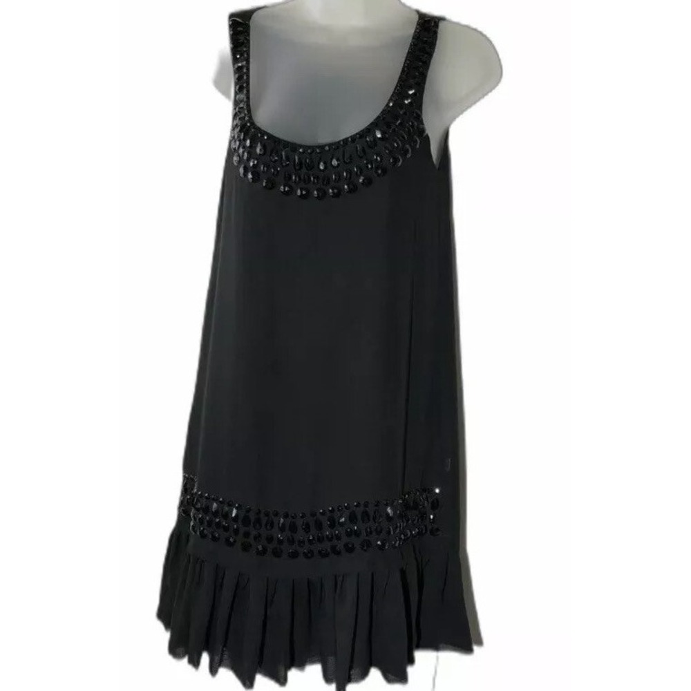Twenty One‎ Womens Black Sleeveless Beaded Mini Dress Small Ruffle Whimsigoth